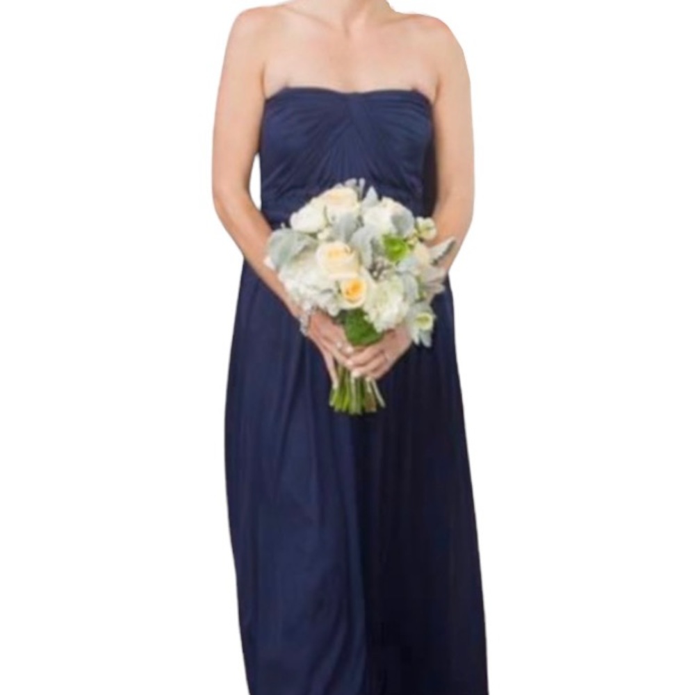 David’s Bridal Blue Bridesmaid Dress - maxi - size women's 6 or 8 - strapless